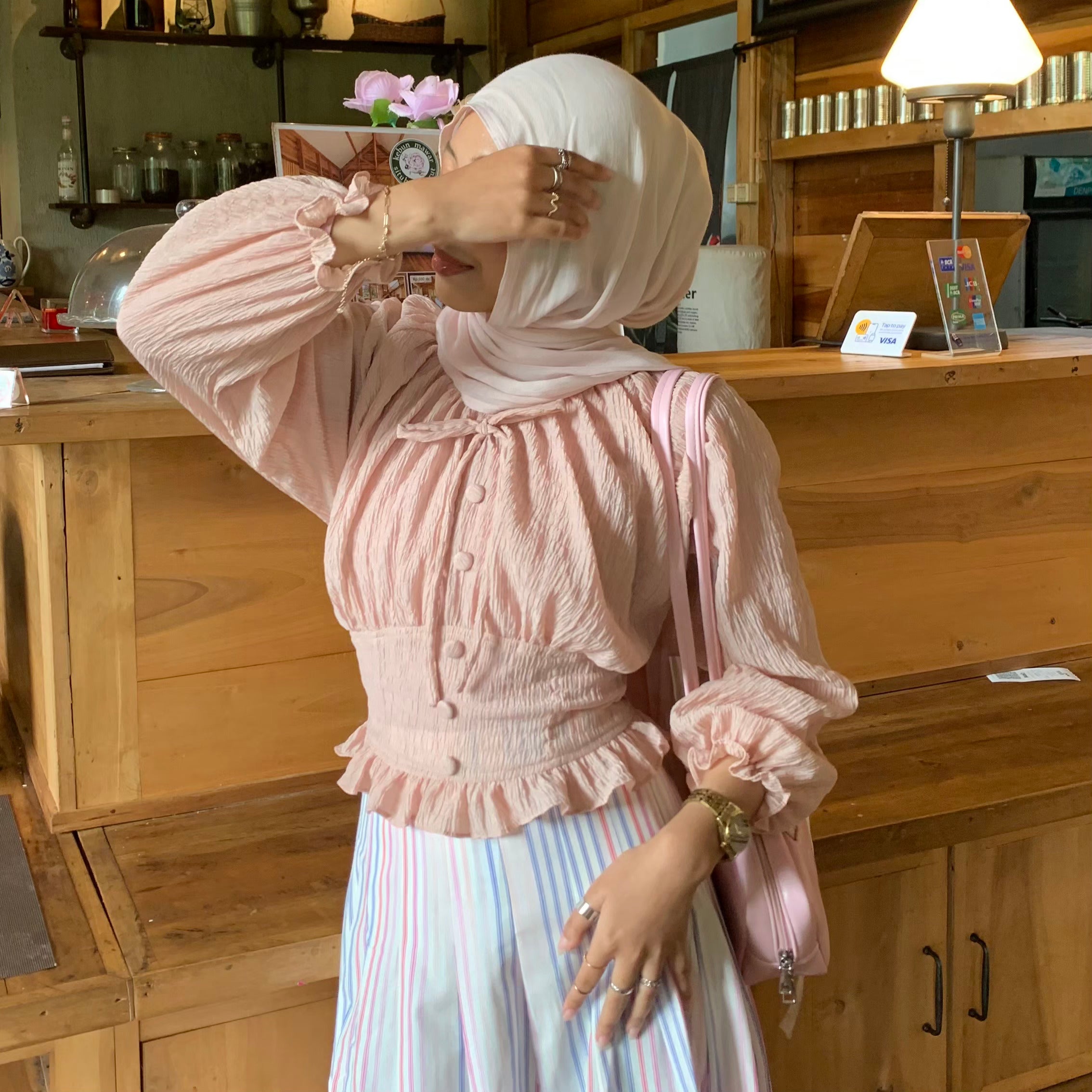 AURORAE SHIRRED BLOUSE