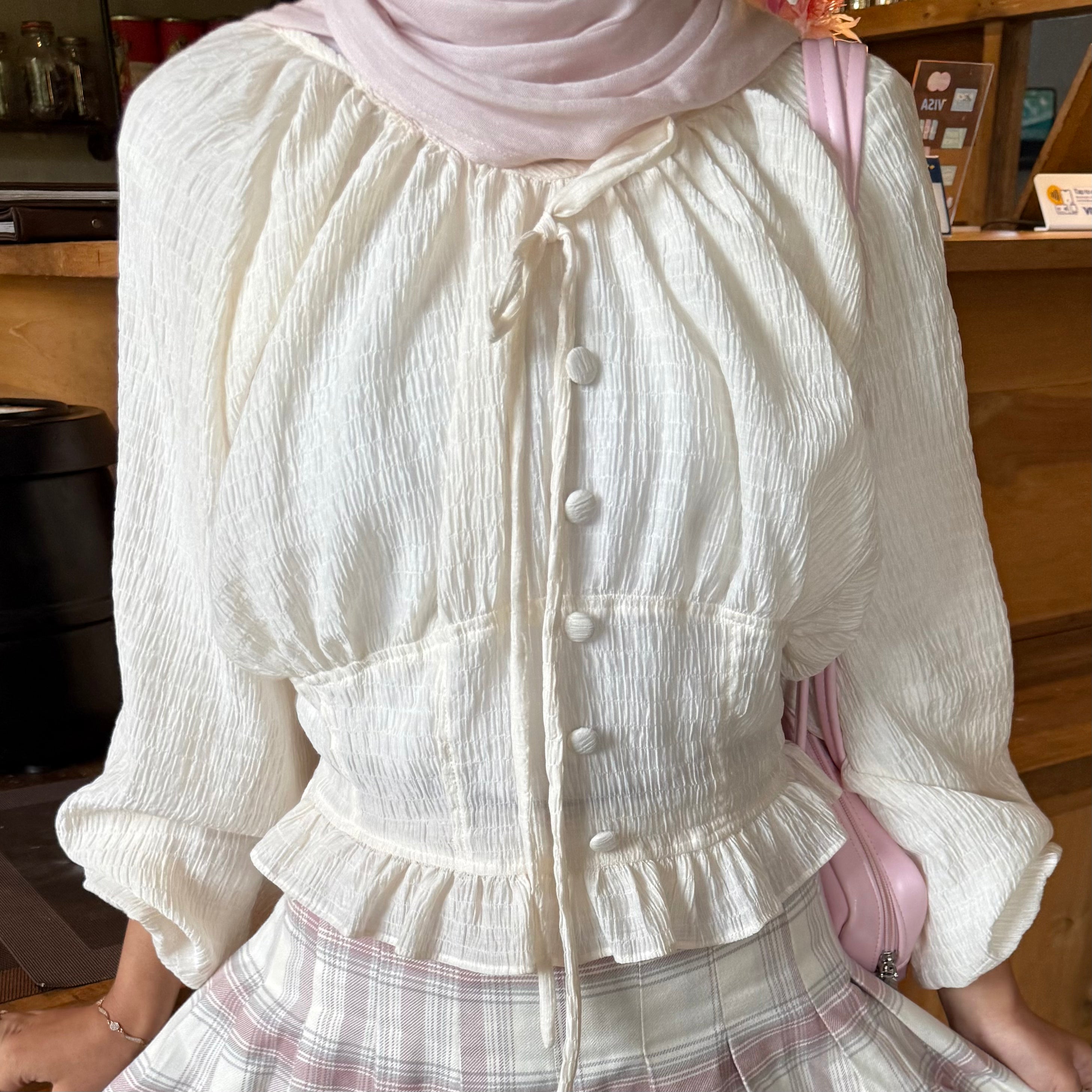 AURORAE SHIRRED BLOUSE